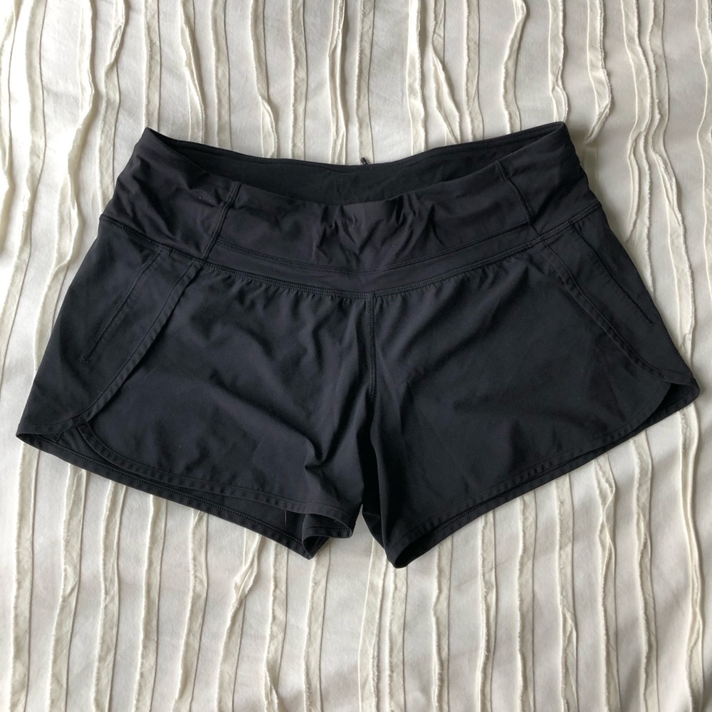 Black Lululemon athletic shorts